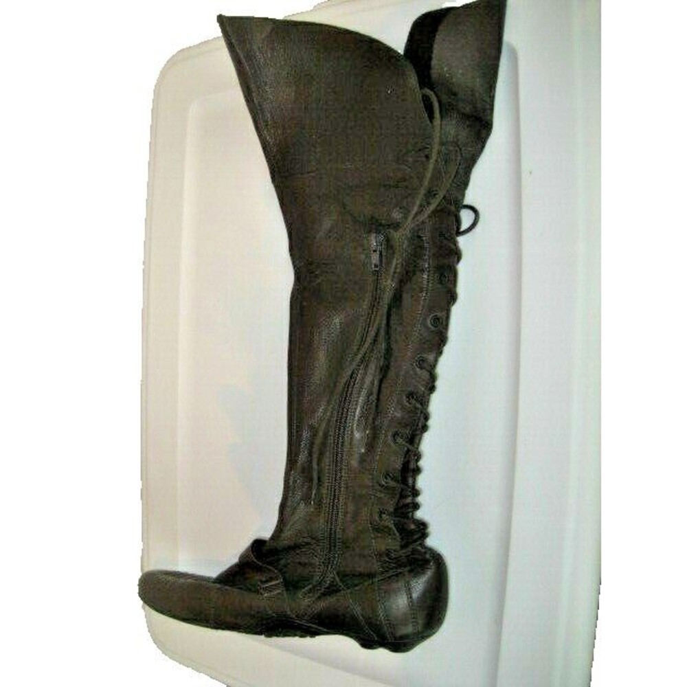 Womens Pastelle Boots w Rear Laces Brown Smooth Leather Flat Heels sz 8 (38)